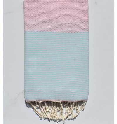 honeycomb light pink striped turquoise beach towel