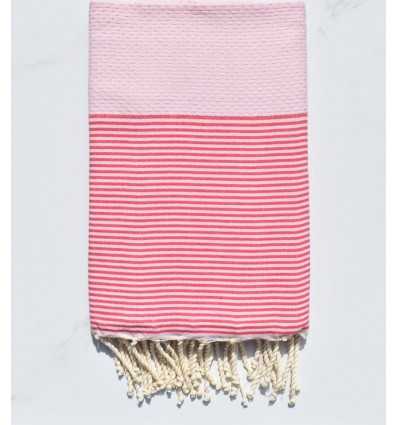 honeycomb light pink with dark stripes beach towel