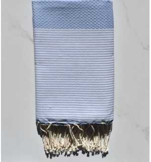 HONEYCOMB smoky blue striped white fouta 
