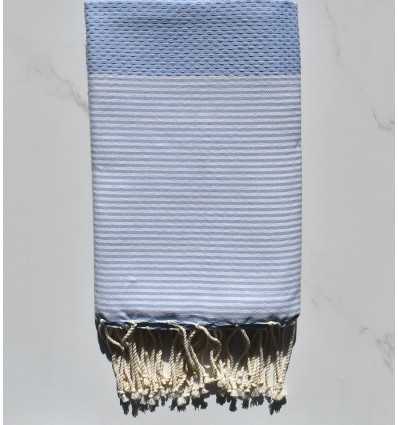 HONEYCOMB smoky blue striped white fouta