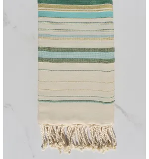 Fouta fadhila green and cream white with lurex  2