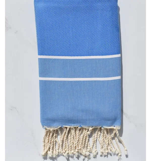 Light electric blue chevron beach towel 