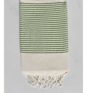 Flat white with light green lurex beach towel 
