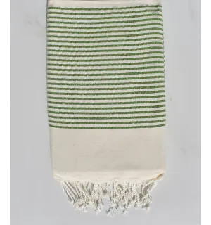 Flat white with light green lurex beach towel 