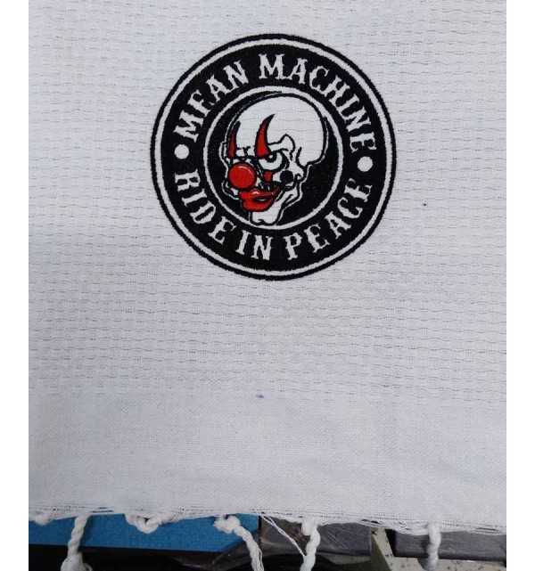 Plain honeycomb with biker club embroidery beach towel 