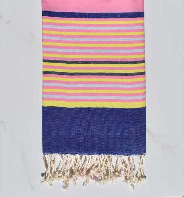 pink, denim blue, yellow, light gray and anthracite beach towel 