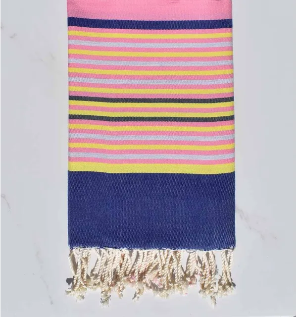 pink, denim blue, yellow, light gray and anthracite beach towel 