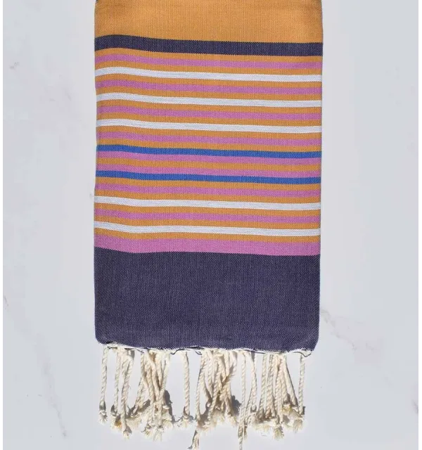 chestnut, dark purple, orchid, light gray and blue beach towel 