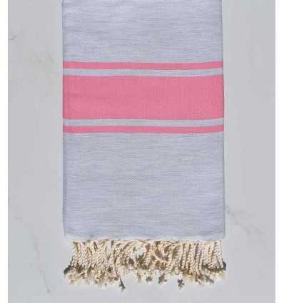 Flat light grey striped candy pink Beach towel