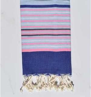 Blue, light pink, light gray and slate beach towel 