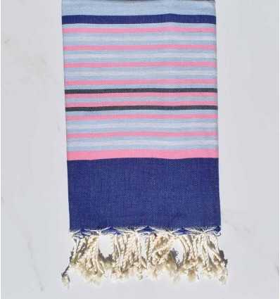 blue, light pink, light gray and slate beach towel