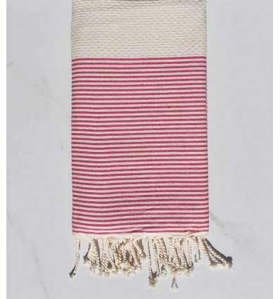 Beach Towel light beige striped pink