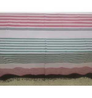 Baby pink with black stripes,   green and incarnate Thrown Fouta Tunisia - 1 2
