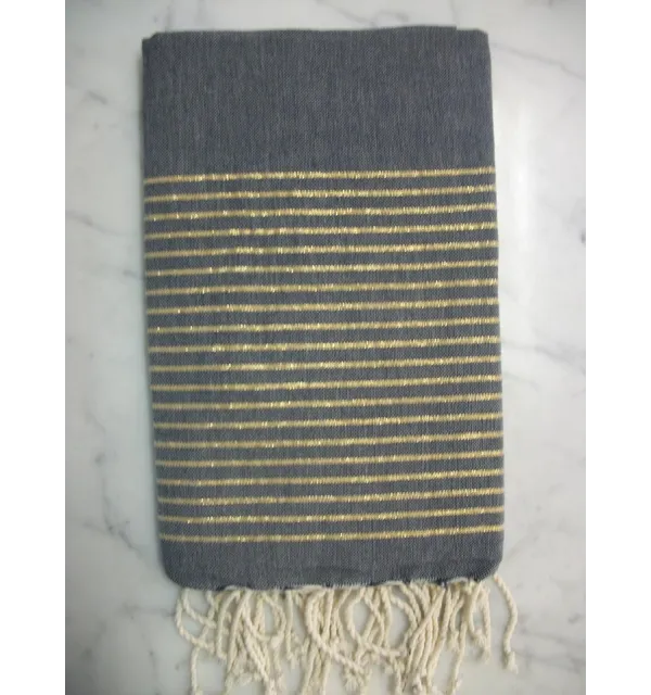 FOUTA Lurex PLATE bleuet doré 
