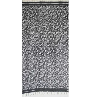 Fouta fleur gris noir et blanc  2