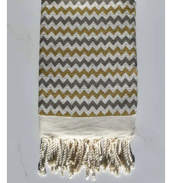 Beach towel zigzag cream, yellow biker and gray 
