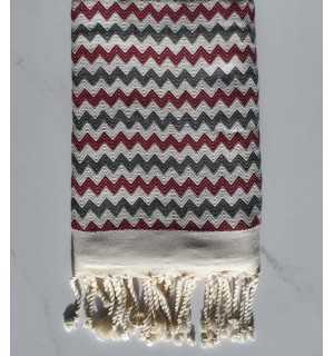 Beach towel zigzag cream, gray and purple 