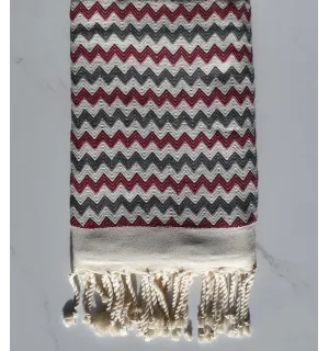 Beach towel zigzag cream, gray and purple 