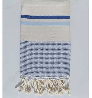 Light ecru and blue chevron beach towel 