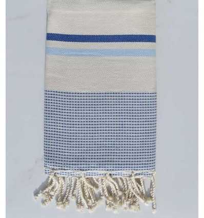 Light ecru and blue chevron beach towel