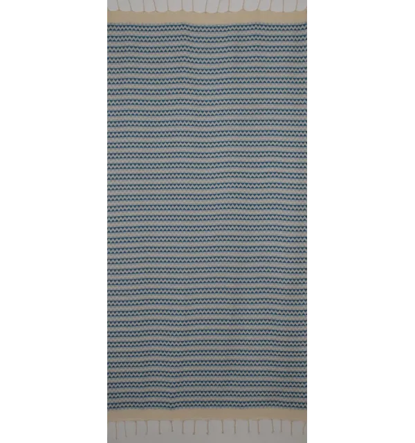 Beach towel zigzag ecru, Azure blue Mayan blue 