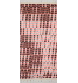 Beach towel zigzag White, bright red and black Fouta Tunisia - 3 2