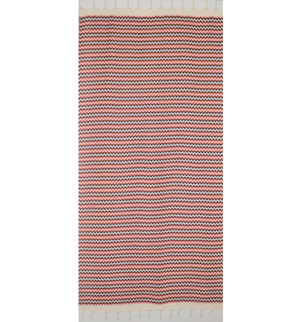 Beach towel zigzag White, bright red and black 