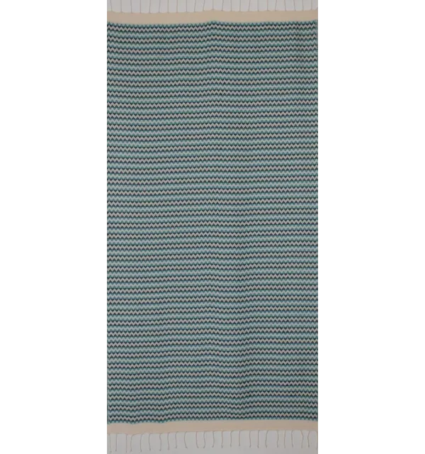 Beach towel zigzag cream, cobalt blue and turquoise 