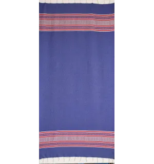 Fouta arabesque bleu jean et rouge  2
