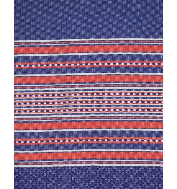 Fouta arabesque bleu jean et rouge 