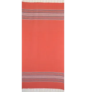 Fouta arabesque rouge avec rayures violet d'évèque  2