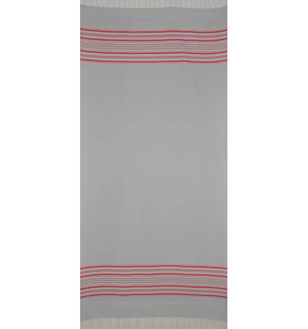 Fouta arabesque rayée rouge 