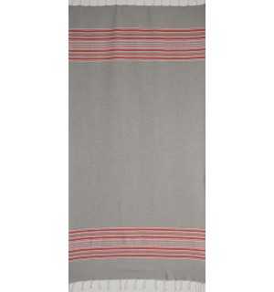 Fouta arabesque gris clair avec rayures rouge  2