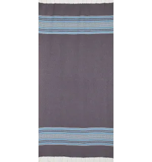 Fouta arabesque violet foncé avec rayures bleu  2
