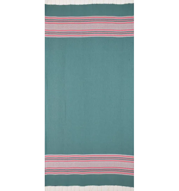 Dark green and pink arabesque beach towel 