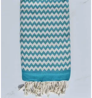 Beach towel zigzag Blue green  - 1 2