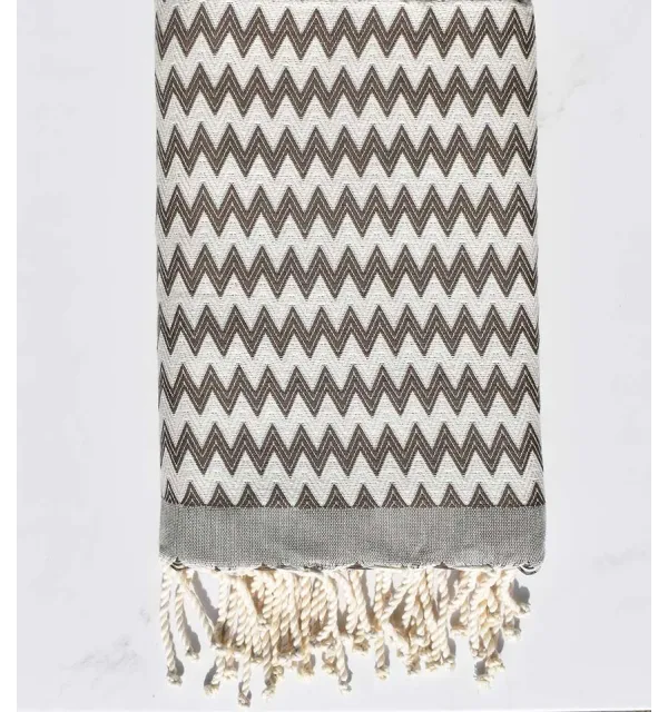 Beach towel zigzag gray quartz cream 