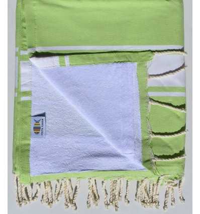 beach towel,doubled sponge green pistachio and White