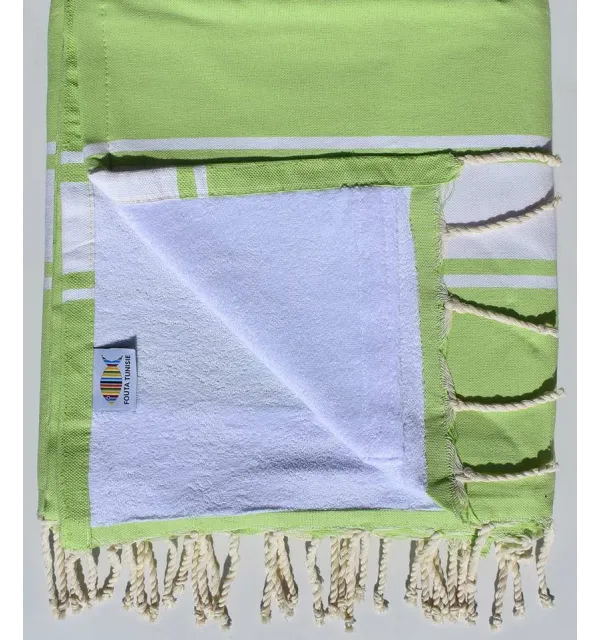 beach towel,doubled sponge green pistachio and White 