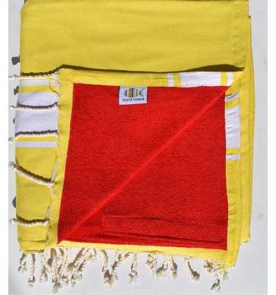 beach towel doubled spongeblue, yellow cobalt and red
