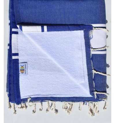 beach towel, doubled sponge blue Royal  and white