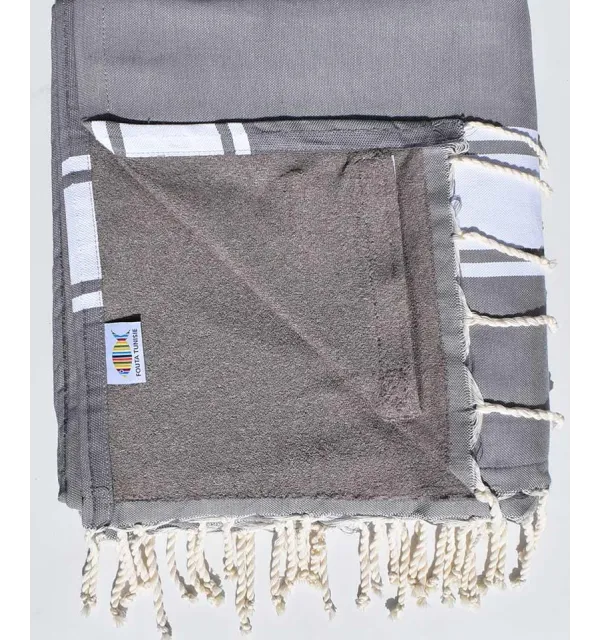Beach towel doubled spongeblue, Grey lead and mole 