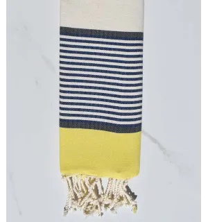 Yellow, slate, dark blue and off-white child beach towel  2