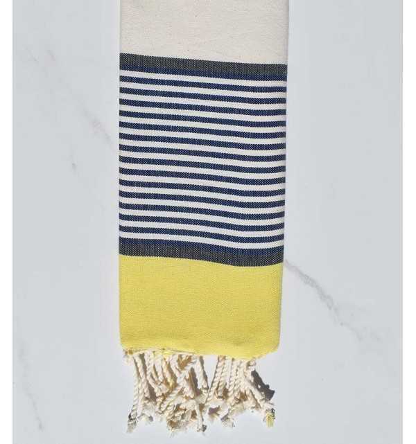 Yellow, slate, dark blue and off-white child beach towel 