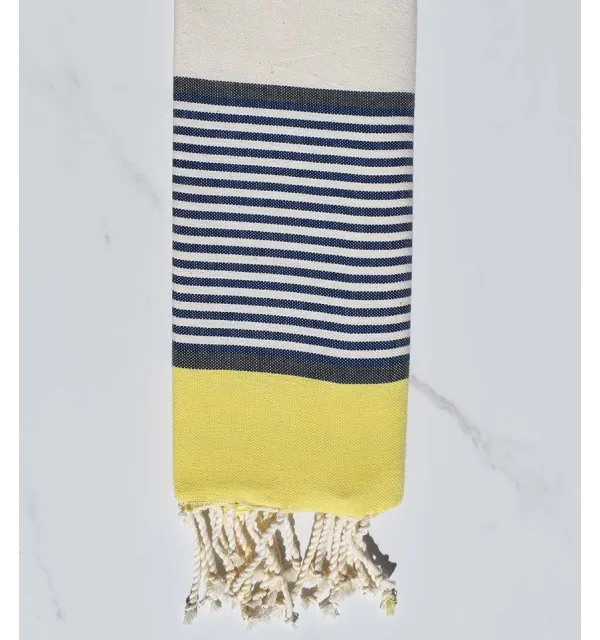 Yellow, slate, dark blue and off-white child beach towel 