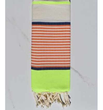 Child's flat beach towel fluo, jean blue, orange and off-white