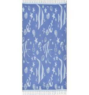 Beach towel Jacquard Starfish  royal blue and mayan blue 