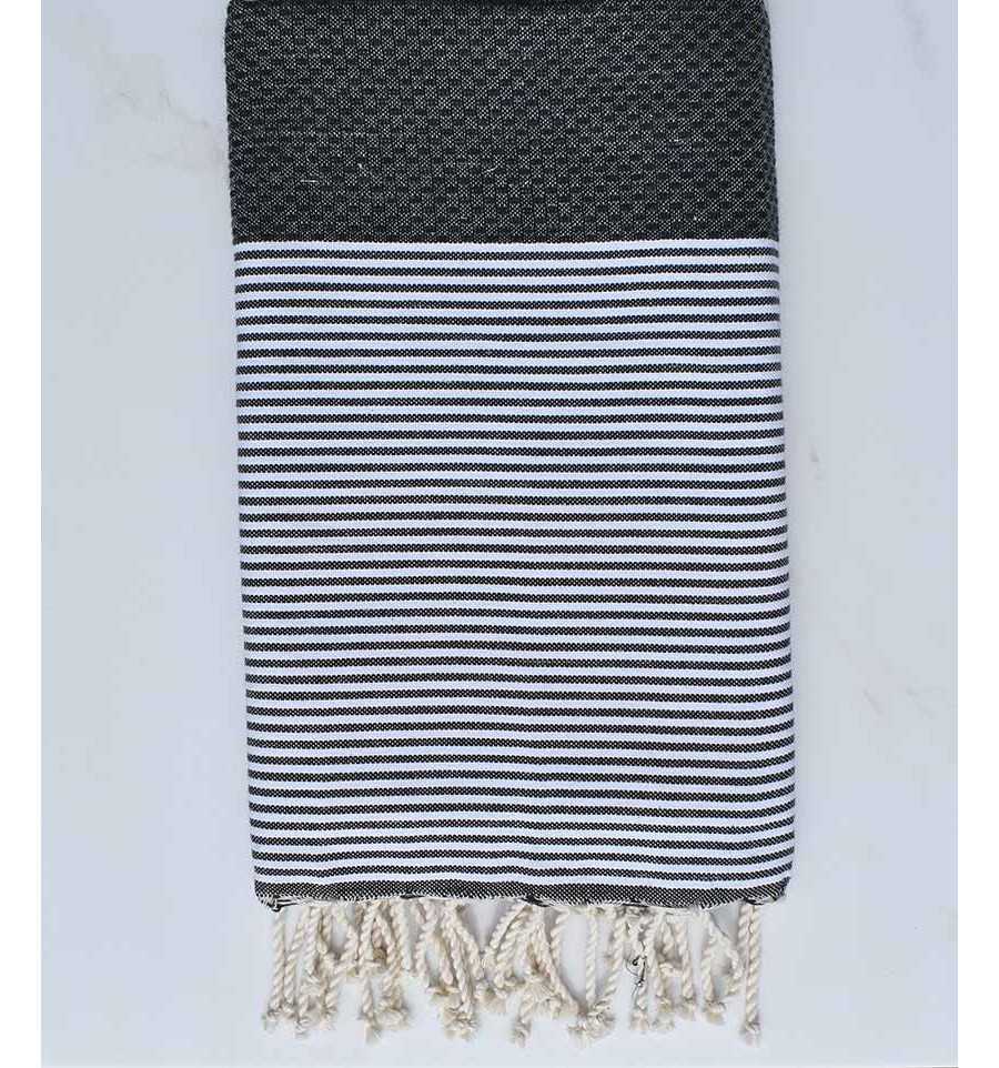 Beach towel Honeycomb Grey slate with wire lurex 