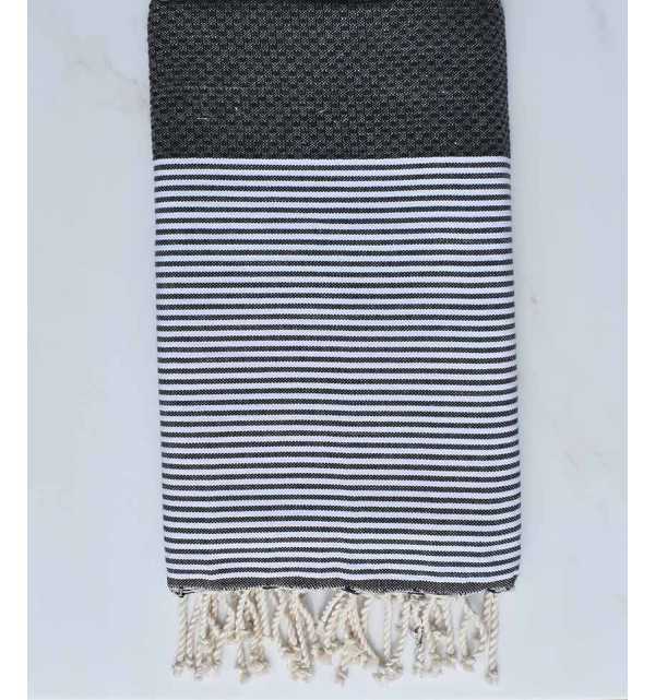 Beach towel Honeycomb Grey slate with wire lurex 