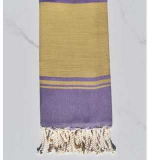 beach towel  RAF-RAF yellow ochre and purple parma Fouta Tunisia - 2 2